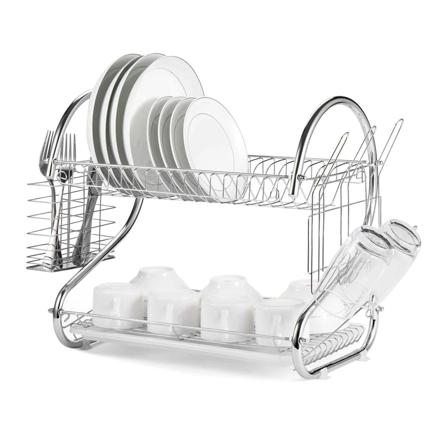 Escurridor De Platos 2 Niveles de Acero Inoxidable Cromado - Imagen 16