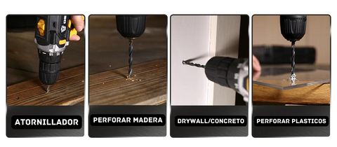 Taladro Atornillador Inalambrico Recargable + 2 Baterias + 24 Piezas de Regalo - Imagen 4
