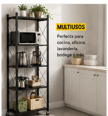 Estantería Metálica Organizadora de 5 Niveles con Ruedas - Imagen 4