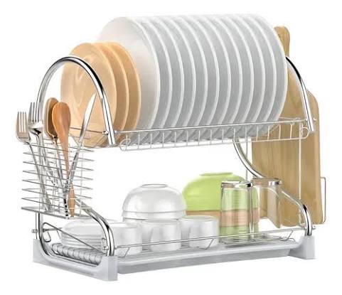 Escurridor De Platos 2 Niveles de Acero Inoxidable Cromado Envio Gratis