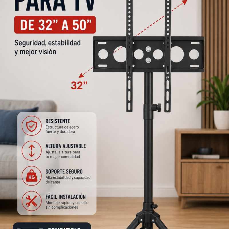 Base Trípode Pedestal Tv 32 A 55 Pulgadas Giratorio 360° Negro Envio Gratis