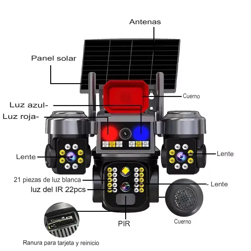 Cámara de Seguridad PTZ Triple Lente Solar 4G, con Audio Bidireccional y Visión Nocturna para Exterior Envio Gratis - Imagen 2
