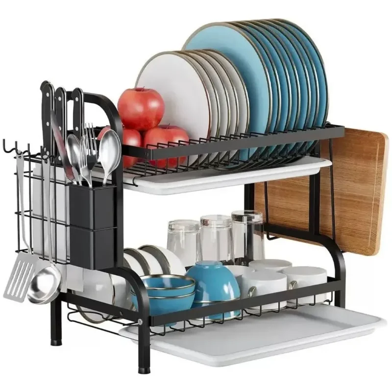 Rack Escurridor De Loza 2 Niveles Negro Envio Gratis