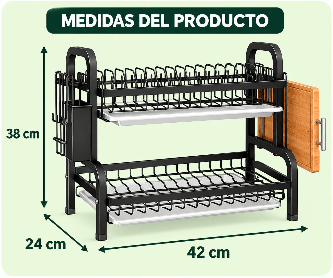 Rack Escurridor De Loza 2 Niveles Negro Envio Gratis en la RM - Imagen 2