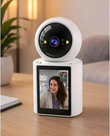 Cámara Seguridad Interior Con Pantalla Visión Nocturna Full Blanco Envio Gratis