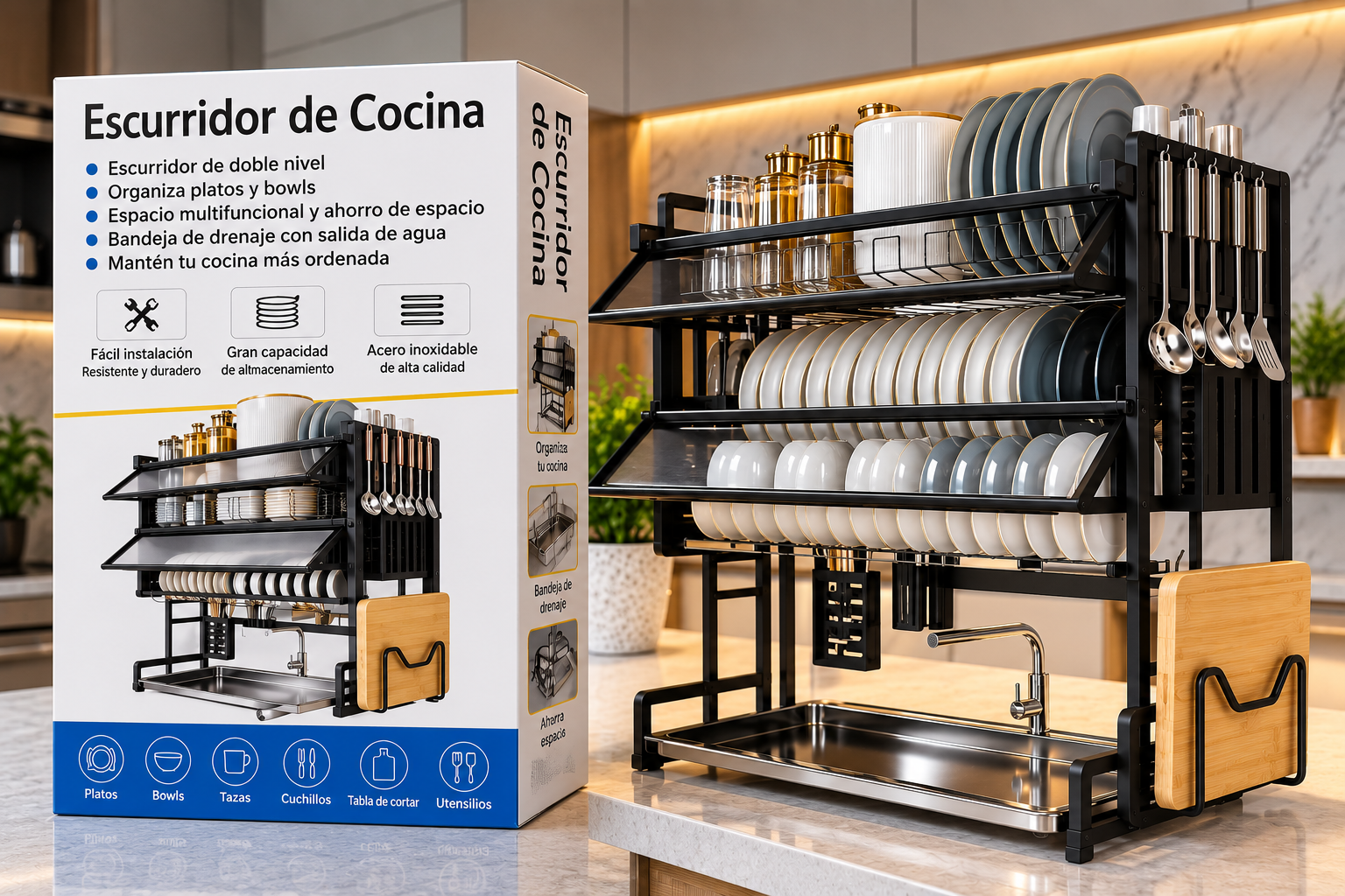 Escurridor de platos multifuncional de acero inoxidable Envio Gratis en la RM - Imagen 4