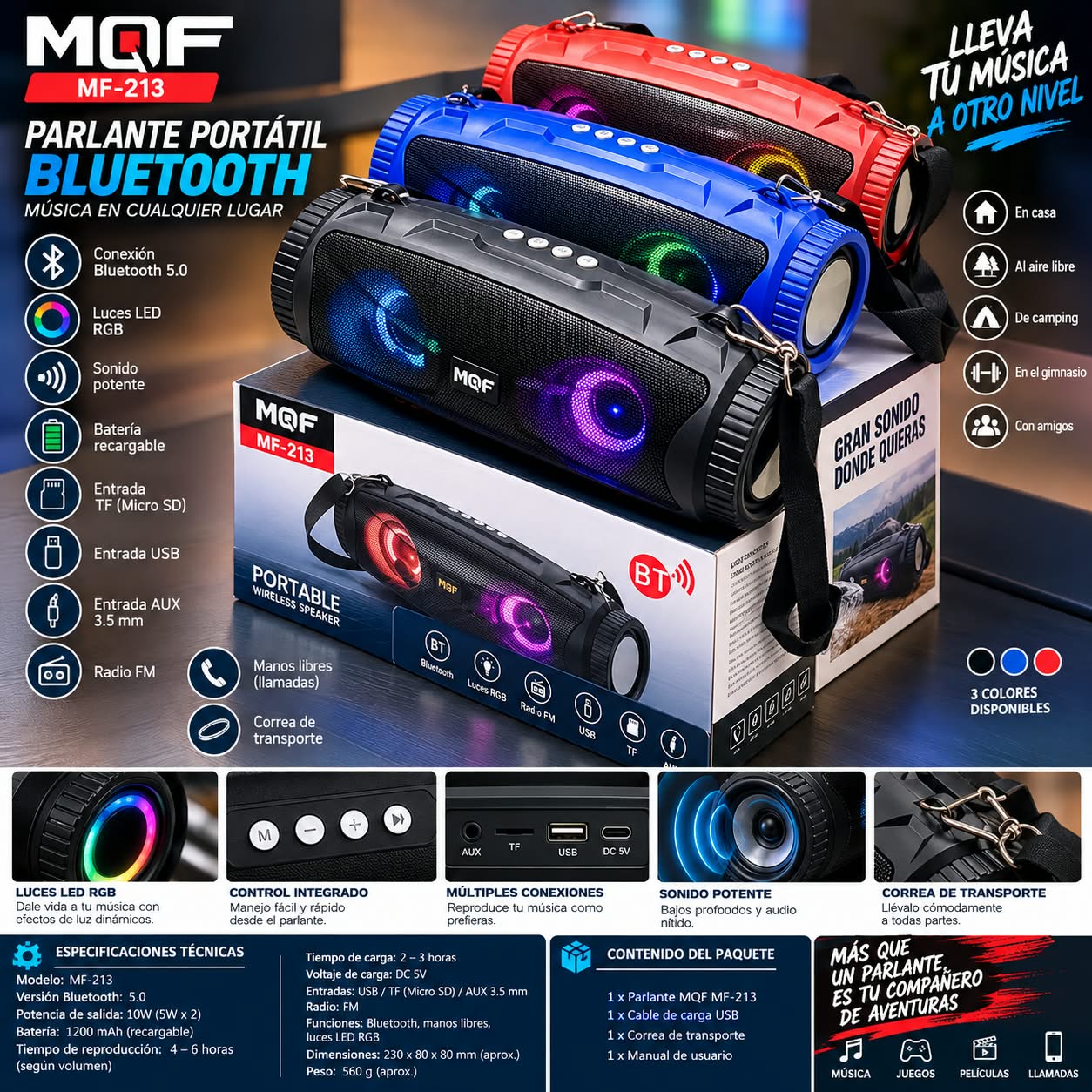Parlante inalámbrico portátil MF-213 Envio Gratis - Imagen 2