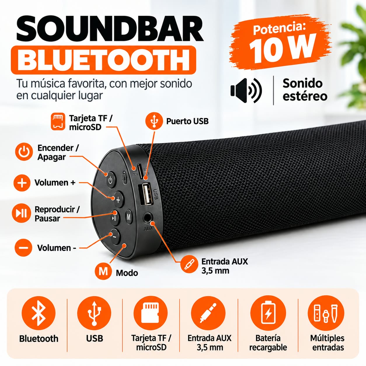 Parlante Bluetooth Sound Bar Home Tv Wireless A500 Envio Gratis - Imagen 4